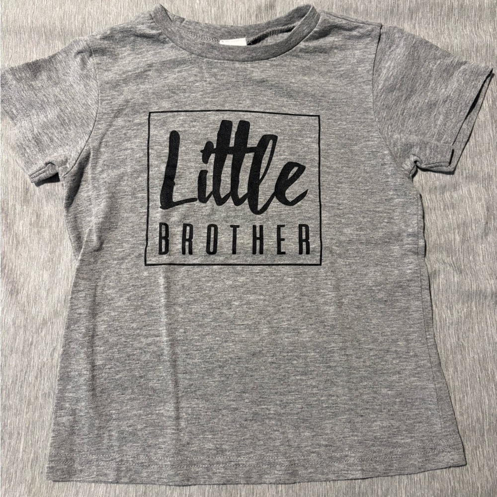 Gray "Little Brother" Graphic Kids T‑Shirt